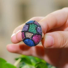 Chunky Black Gold Plated Multicolor Cubic Zirconia Big Adjustable Ring for Women