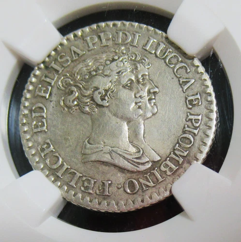 Italy: Lucca & Piombino. Felix Bacciocchi & Elsa Bonaparte Franco 1807 XF45 NGC