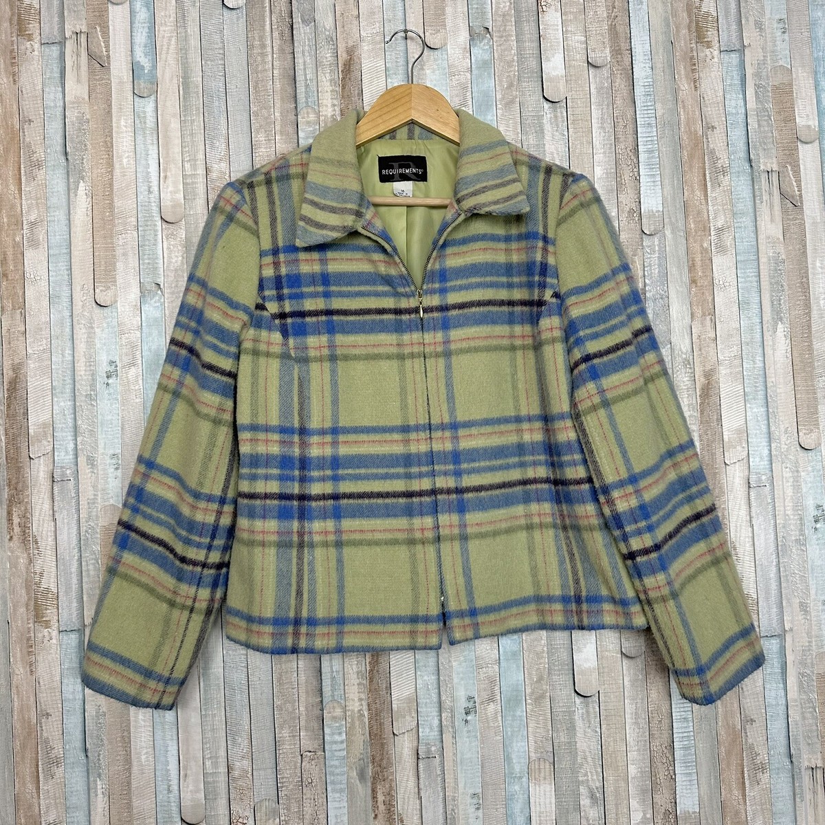 Vintage 90s L XL 16 Lime Green Plaid Print Zip Front Jacket Coat Wool & Mohair | eBay Vintage 90s L XL 16 Lime Green Plaid Print Zip Front Jacket Coat Wool & Mohair | eBay