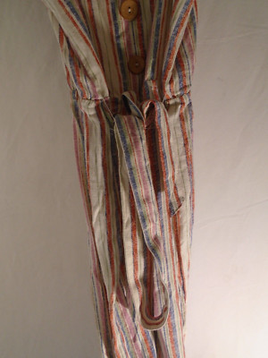 Jumpsuit Childs size 10/12 Girl's Button-Front Short Sleeve Striped Art Class