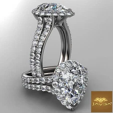 Halo Micro Pave Pear Diamond Engagement Split Shank Ring GIA F Color SI1 2.3 Ctw