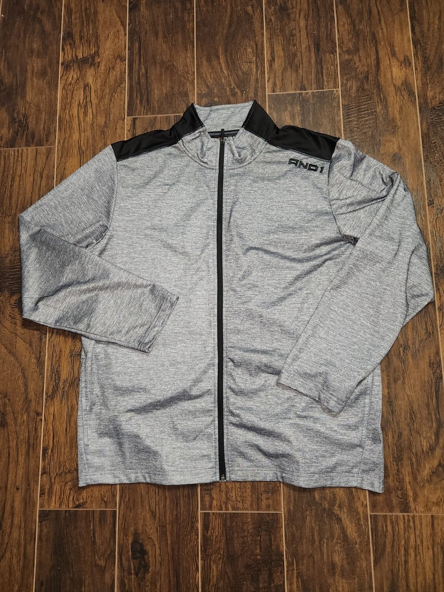 AND1 Jacket Men's Basketball Sports Jacket Grey Full Zip