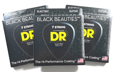 DR Guitar Strings Electric 7-String 3 Sets K3 Black Beauties 9-52 Extra Light