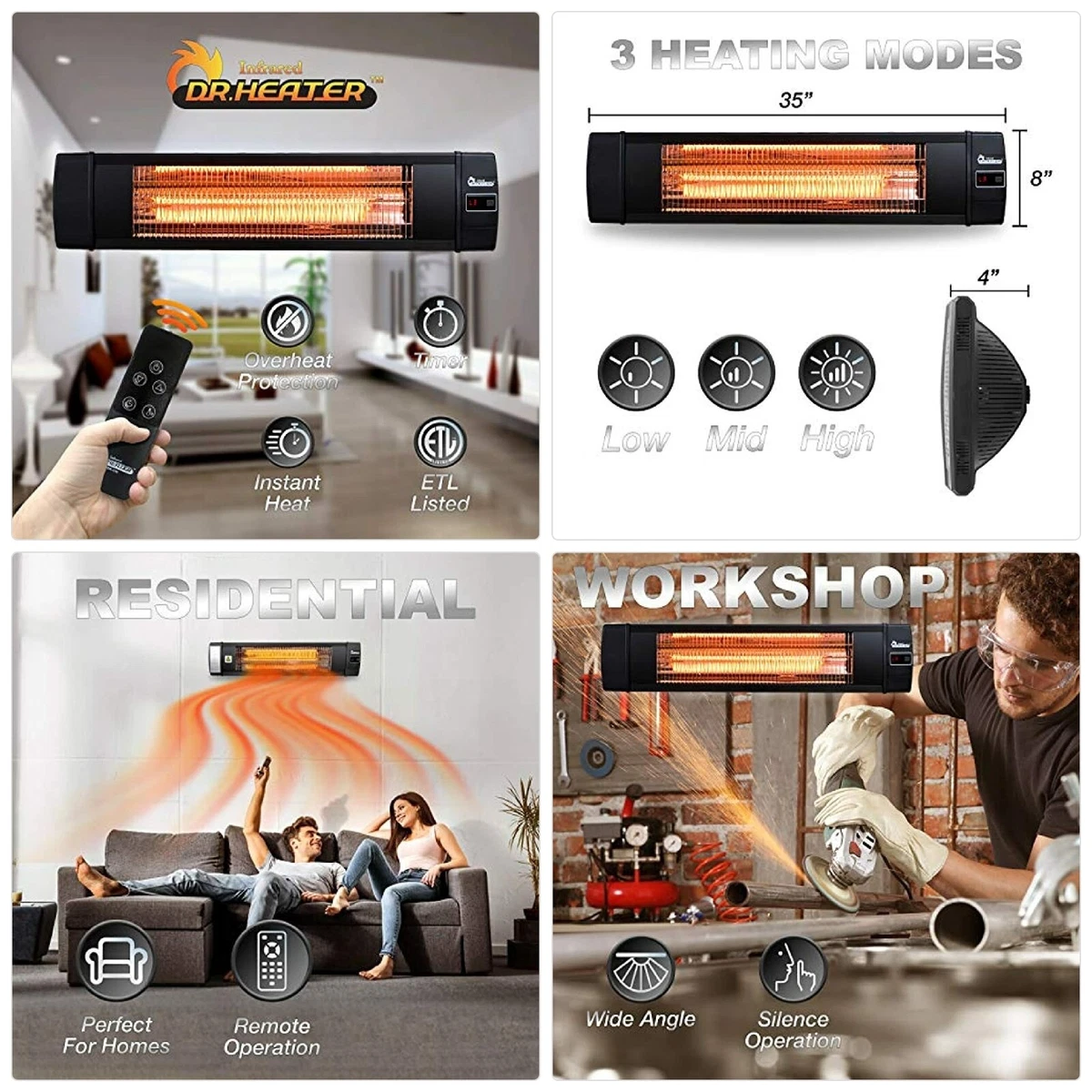 Dr Infrared Heater DR-238 Carbon Infrared Outdoor Heater for Patio,  Backyard, Ga | eBay
