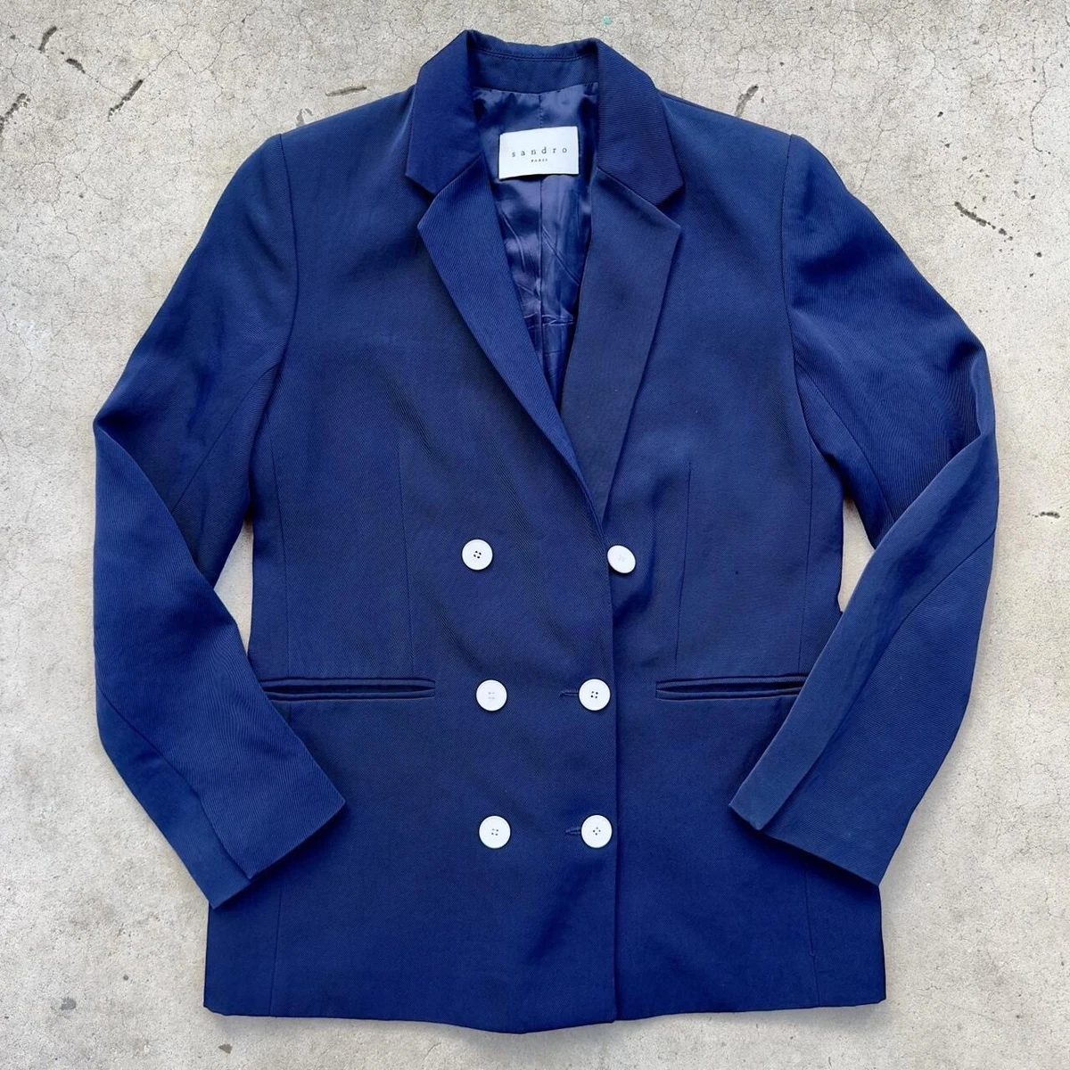 600 RRP NWOT Sandro Paris Blue Women s Double Breasted Designer