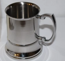 STAINLESS STEEL SILVERTONE TANKARD MUG VINTAGE THINGS REMEMBERED BEER STEIN