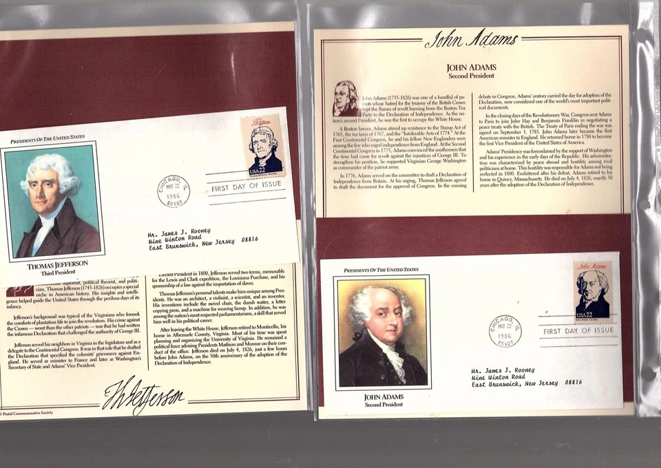 1986 PCS Presidents of the United States First Day Covers Collection 36 (e100 - Image 2 of 4