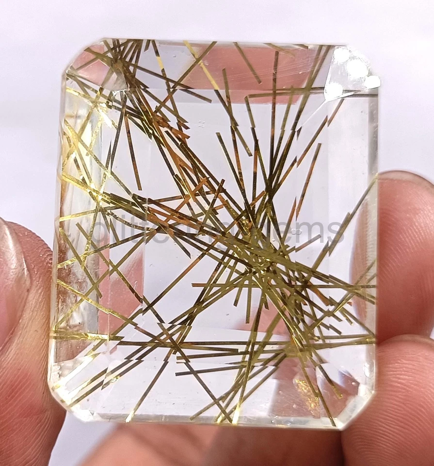 159.40 Ct Emerald Yellow Rutilated Quartz Certified Transparent Loose Gems 5AIW - Image 3 of 4