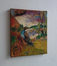 Rare fine unique Tahitian landscape painting, signed Paul Gauguin, w COA