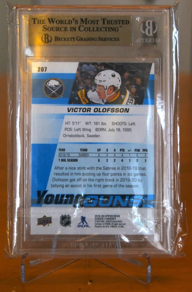 2019 20 Upper Deck Young Guns Rookie Victor Olofsson #207 9.5 Gem Mint 2 X 10 - Image 2 of 2