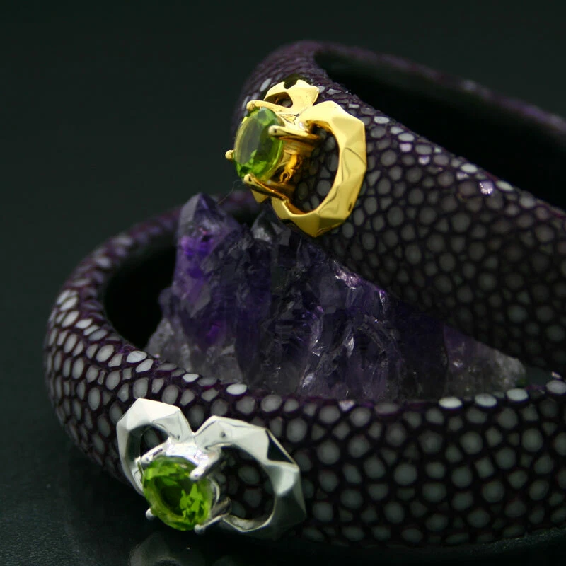 Peridot Rochenleder Armreif 925er Silber gelb - Bild 4 von 4