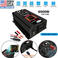6000W Car Power Inverter 12V DC To AC 110V Solar Converter LCD With USB Charger