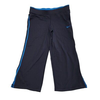 Nike Sports Leggings 3/4 Navy Blue Gym Uk Women's Uk S W26 L19