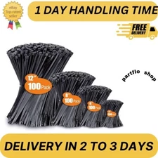 Zip Ties Assorted Sizes(4”+6”+8”+12”), 400 Pack, Black Cable Ties, UV Resistant