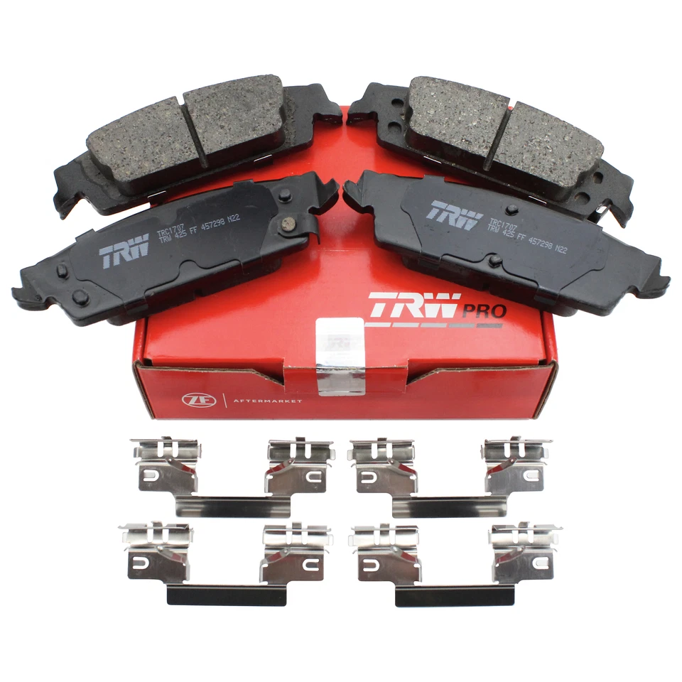 Juego de pastillas de freno traseras de cerámica TRW Pro con clips para Cadillac Chevrolet GMC Foto 4 de 4