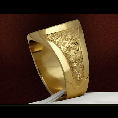 Anillos de moda enchapados en oro amarillo 18k con insignia de león para hombre joyería talla 7-13 - Imagen 5 de 8