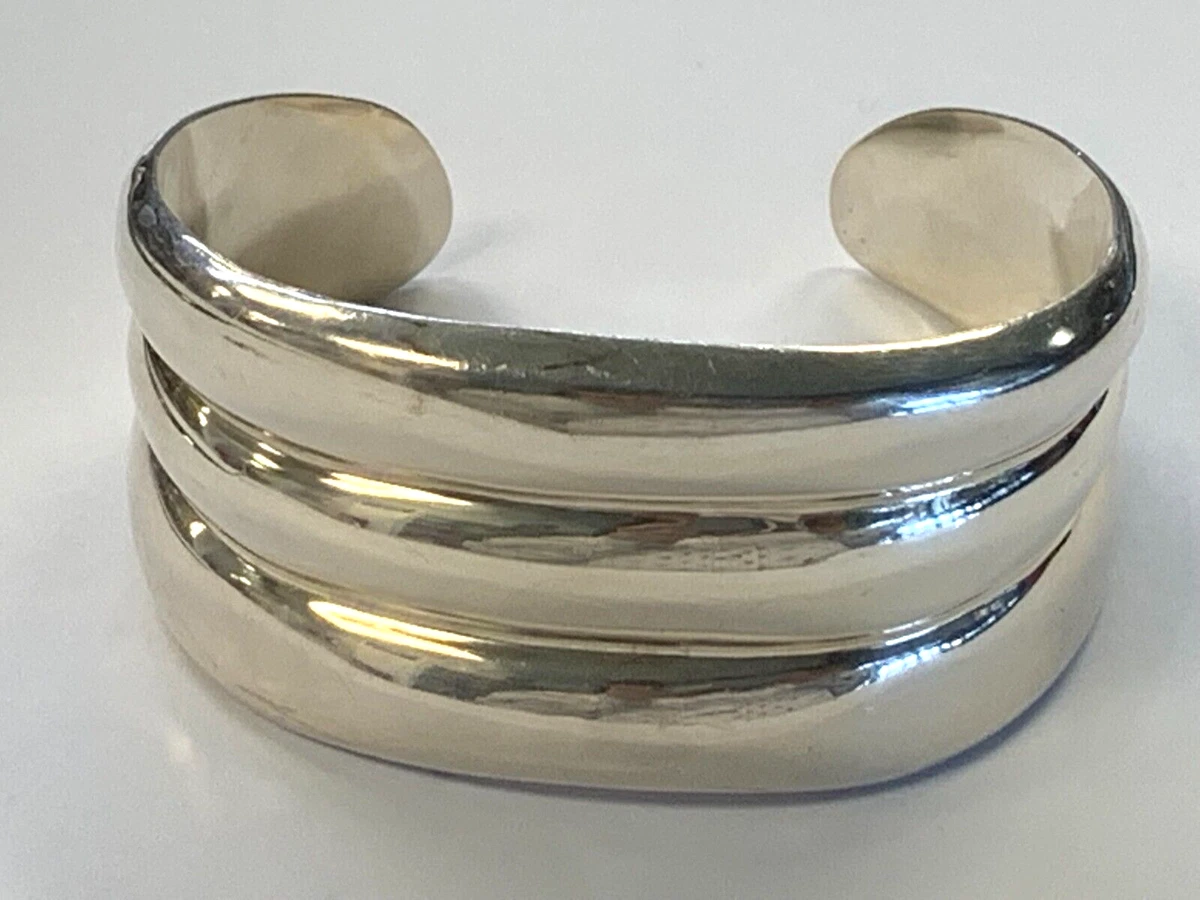 ESTATE 925 Sterling Silver bangle cuff bracelet 67.3g estate ladies