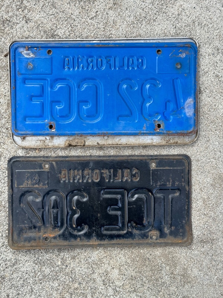 Vintage California License Plates Set - 60s Black (ABC 123) & 70s