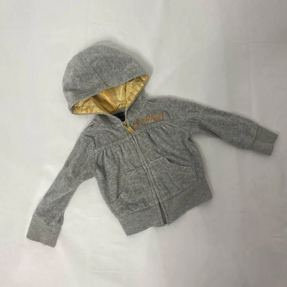 Sudadera para niña talla 12 meses Rocawear gris terciopelo cremallera completa con capucha infantil Foto 2 de 4