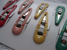 8 Goody Epoxy Covered Colors Polka Dots Metal Hair Contour Snap Clips Red Pink