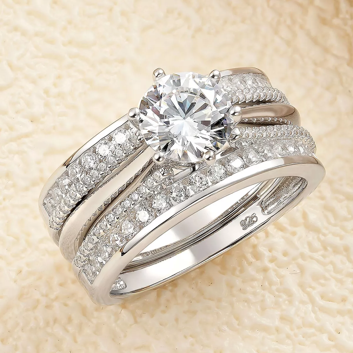 Vintage 2CT Wedding Engagement Ring Sets for Women AAAAA CZ 925