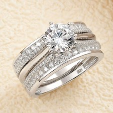 Vintage 2CT Wedding Engagement Ring Sets for Women AAAAA CZ 925 Sterling Silver
