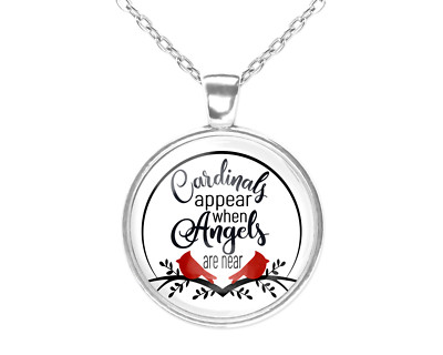 MEMORIAL RED CARDINAL APPEAR ANGEL BIRD TREE Charm Sterling Silver 20'' Necklace