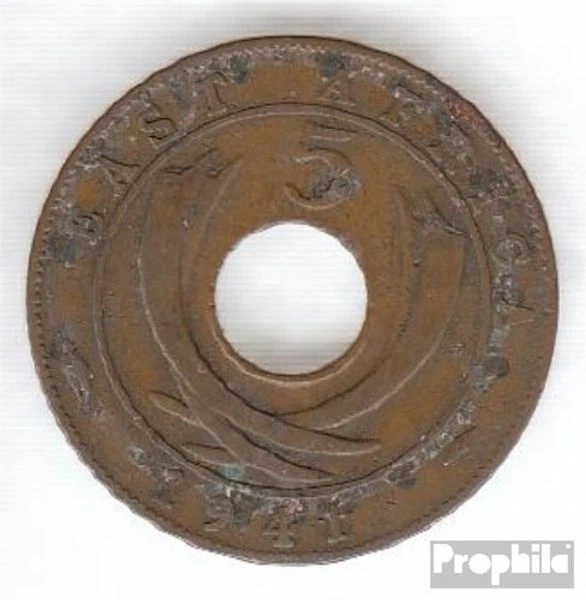 Brit. Ostafrika und Uganda 25 1941 sehr schön Bronze 1941 5 Cents George VI. - Bild 1 von 1