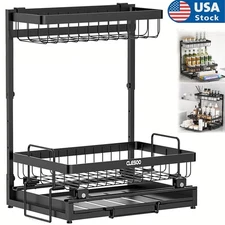 Stainless Steel Over Sink Dish Drying Rack 3 Tier Kitchen Organizer Shelf