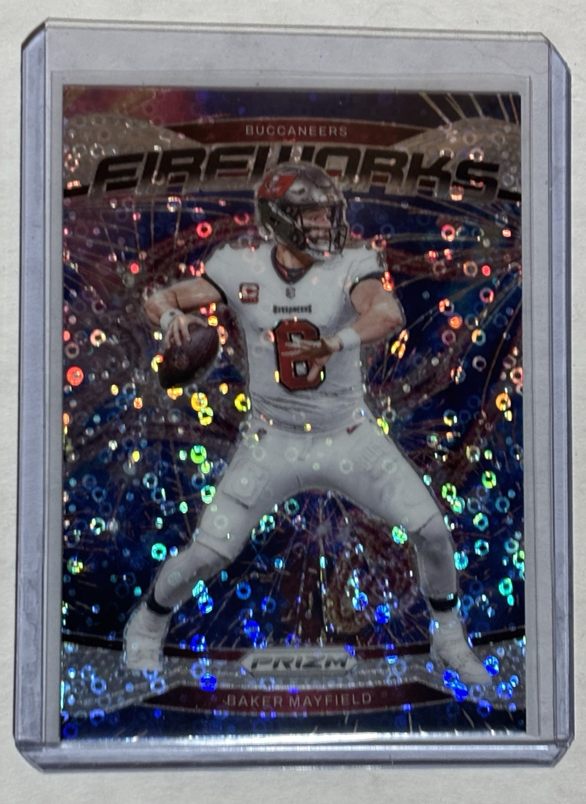 Baker Mayfield 2024 Panini Prizm Fireworks No Huddle Prizm #6 Buccaneers