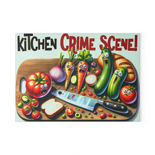Kitchen Crime Scene –Novelty Glass Chopping Board Collection Worktop Saver