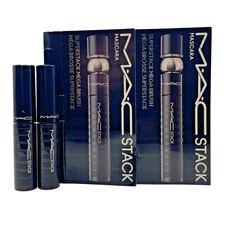 2X MAC Stack Superstack Mega Brush Mascara Black Travel Size 0.1 fl oz/3 ml each