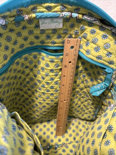 Vera Bradley Essence Tote Bag Shoulder Bag Peacock Blue & Green Purse - Picture 9 of 11