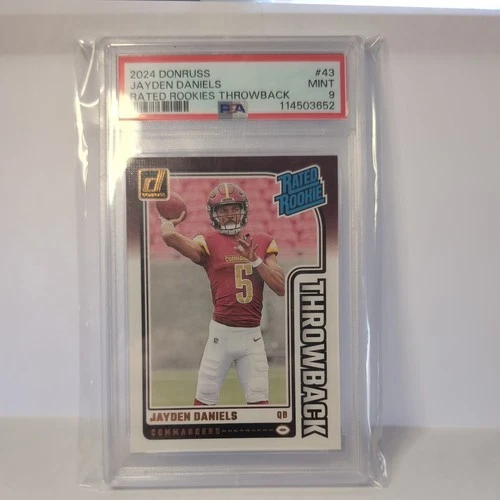2024 PANINI DONRUSS RATED RC THROWBACK #43 JAYDEN DANIELS PSA 9 ROOKIE RC