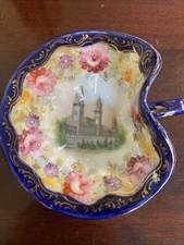 Small Bone China Trinket Dish 4 3/4”- Unmarked, Hand Painted-#1642