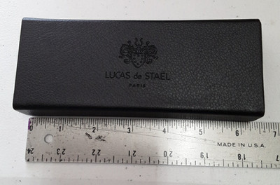 Lucas De Stael Black Hard Shell Magnetic Close Eyeglass Case, Plush Brown Inside