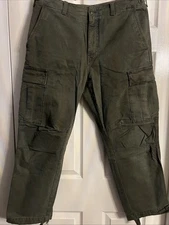 Banana Republic Army Green Heavyweight Heritage Organic Cotton Cargo Pants 34