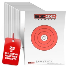 25 EZ2C Targets Style 9: 8" Bullseye Paper Target USA MADE 11"x17" Pad of 25