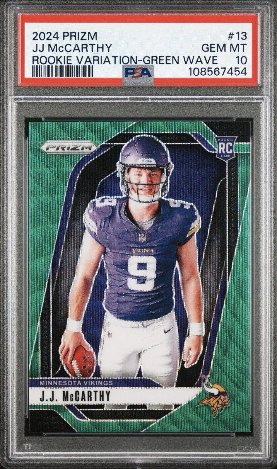 JJ McCarthy Panini Prizm Rookie Variation #13 Green Wave