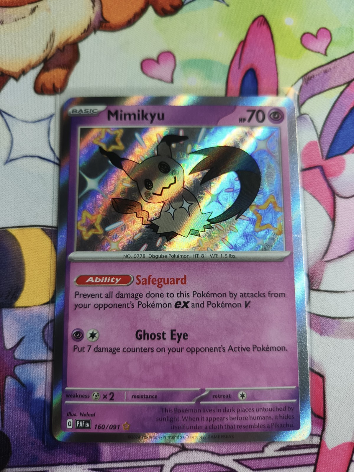 Mimikyu 160/091 Pokemon TCG Paldean Fates Shiny Rare Card Near Mint Condition