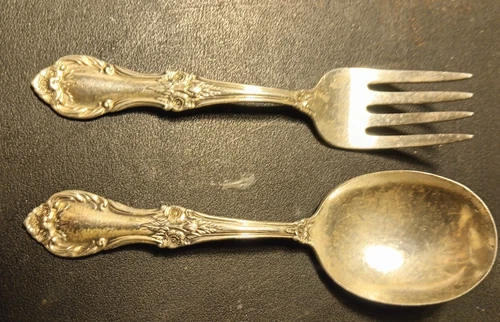 International Sterling Wild Rose Child Size Fork and Spoon