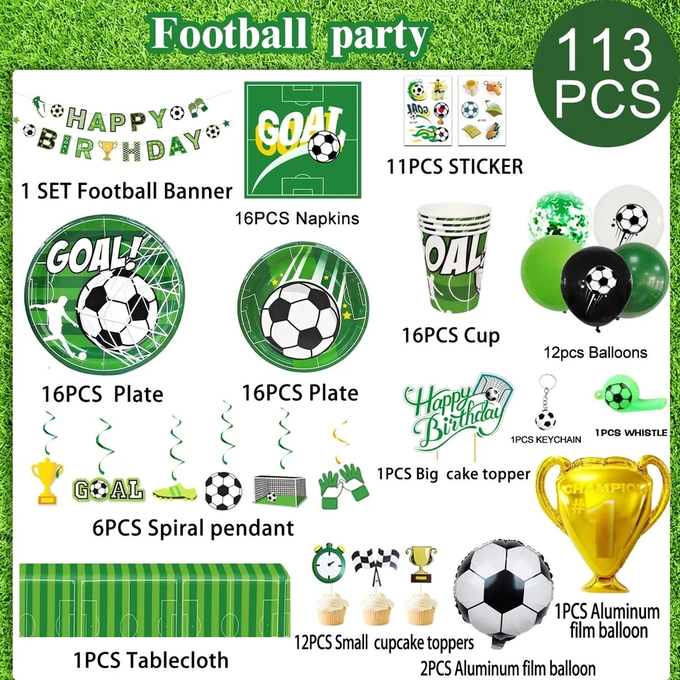 Soccer Birthday Party Supplies, Sports Kids Decorations Gifts  Tableware Set - Image 4 of 4
