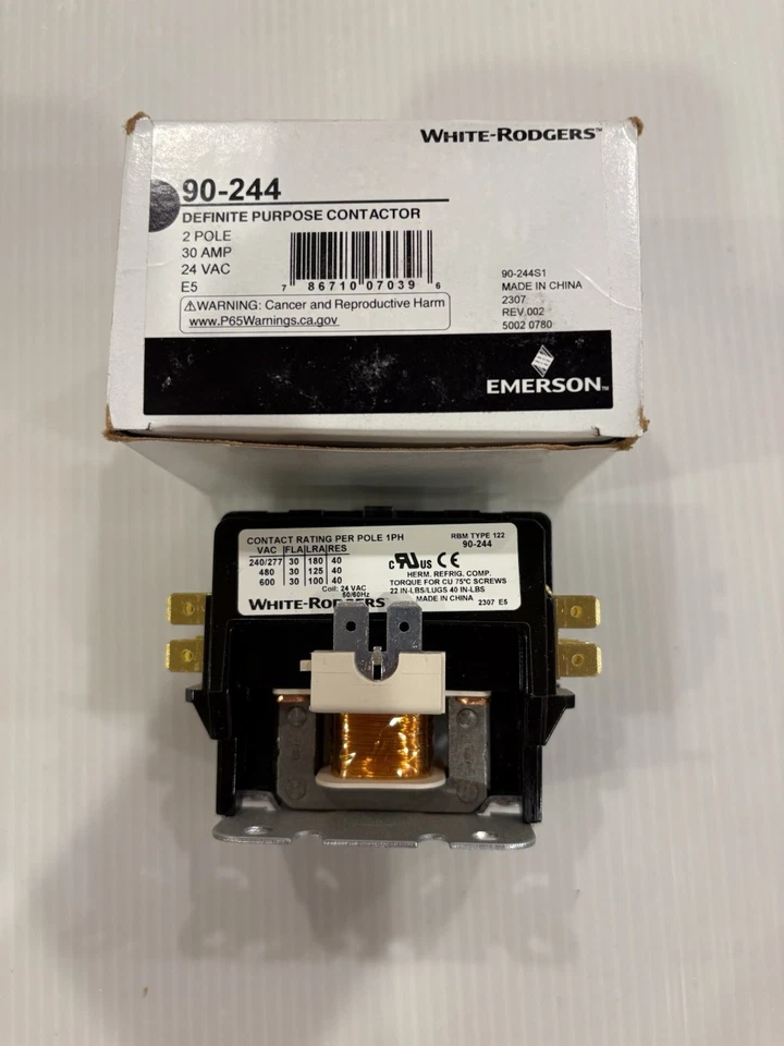 Emerson 30 Amp 2-Pole Definite Purpose Contactor 90-244 White Rodgers - Image 2 of 4