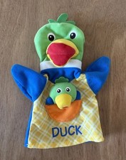 Vintage Baby Einstein Plush Duck Hand Puppet Toy - Blue Yellow Soft Plush Puppet