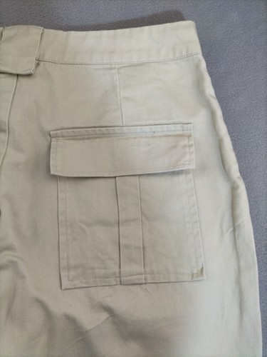 Pantalone cargo donna taglia L (12) beige tela vita alta largo 30"L 100% cotone - Foto 8 di 9