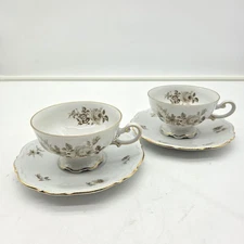 Vintage Mitterteich Bavaria Germany “Charming Barbara” Teacup & Saucer Set Gold 