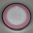 Vtg Hazel Atlas Milk Glass Ovide Informal Pink & Black  Plates