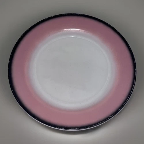 Vtg Hazel Atlas Milk Glass Ovide Informal Pink & Black  Plates