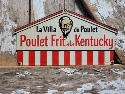 VINTAGE KENTUCKY FRIED CHICKEN PORCELAIN SIGN OLD CANADIAN KFC FAST FOOD BURGER