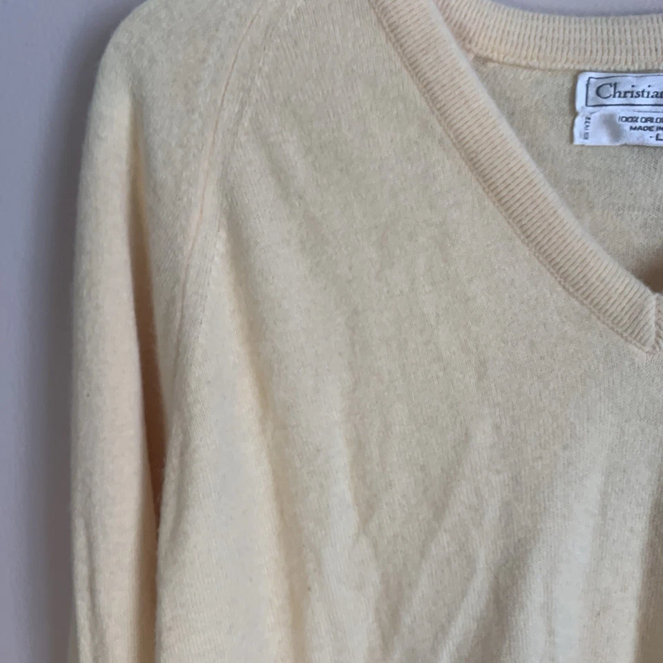 Suéter Pullover Christian Dior De Colección Para Hombres Amarillo Pastel Cuello en V L Foto 3 de 4